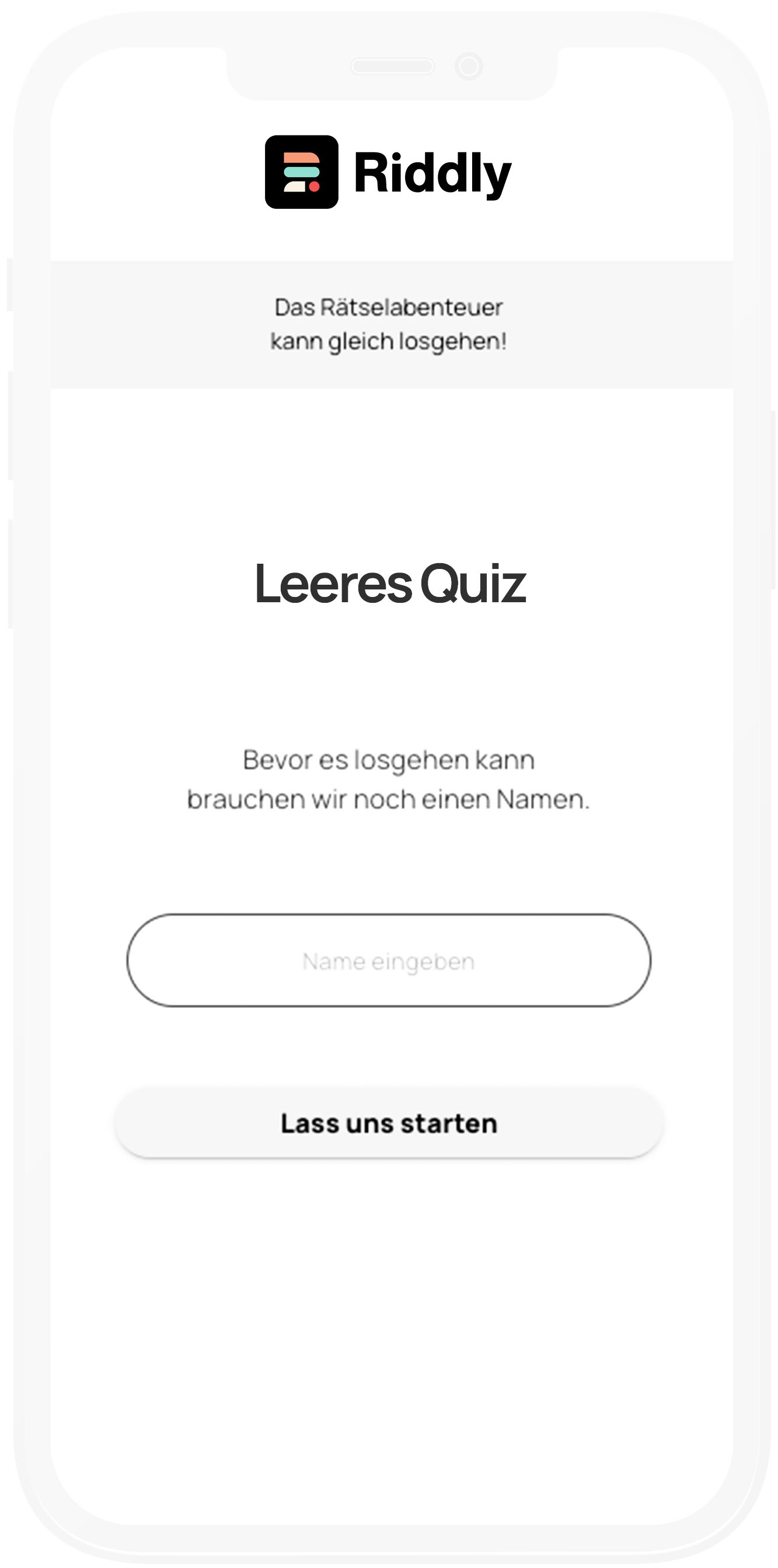 Screenshot des Onboarding-Bildschirms